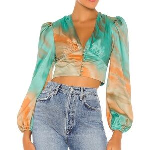 Superdown Teal and Orange Blouse